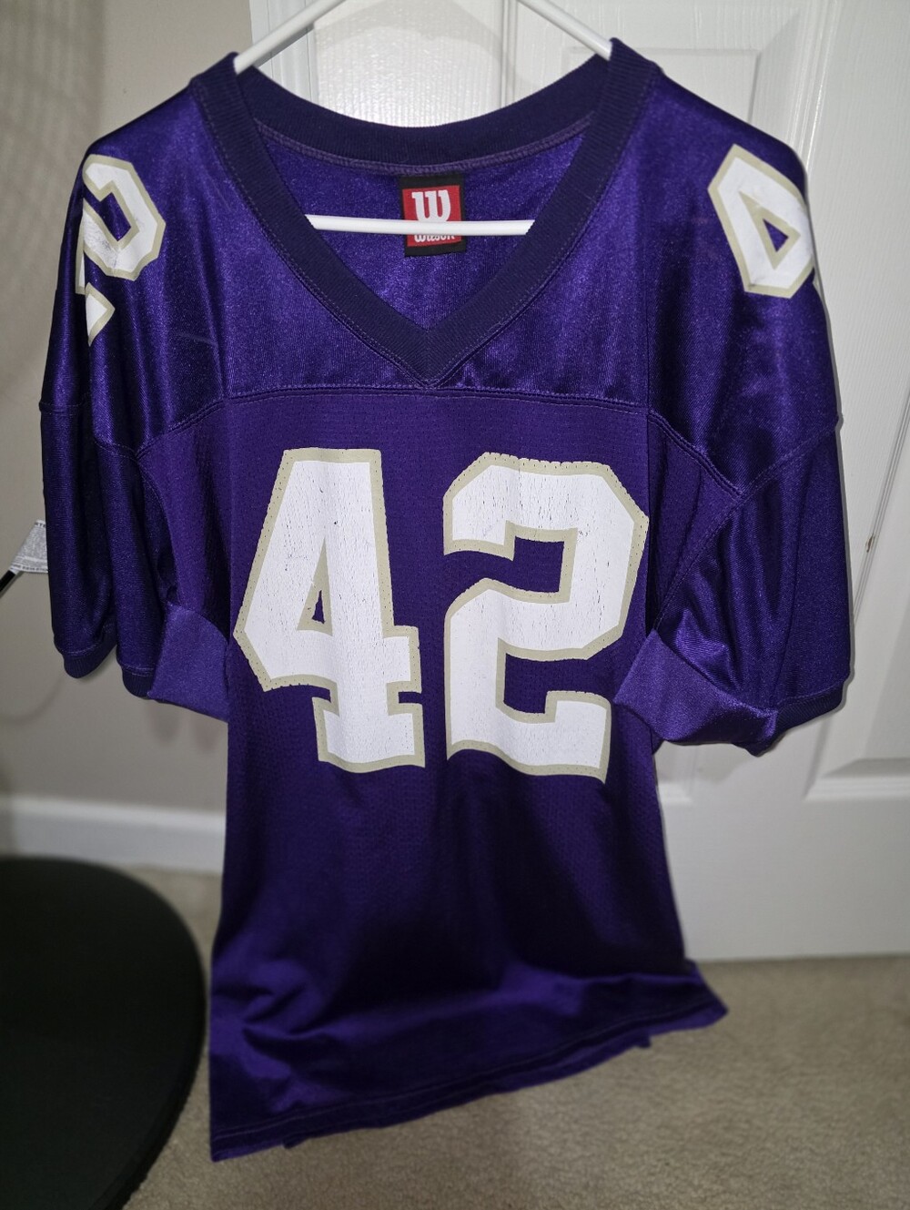 1980's RED Wilson TAG SIZE XL Purple Jersey DJ DOZER NUMBER MADE IN USA RARE WOW
